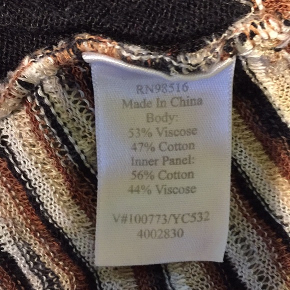 Coldwater Creek 1-piece blk shell striped wrap top - Picture 4 of 5